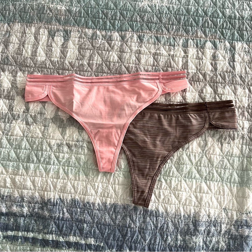 NWOT Pink and Brown Thong Set